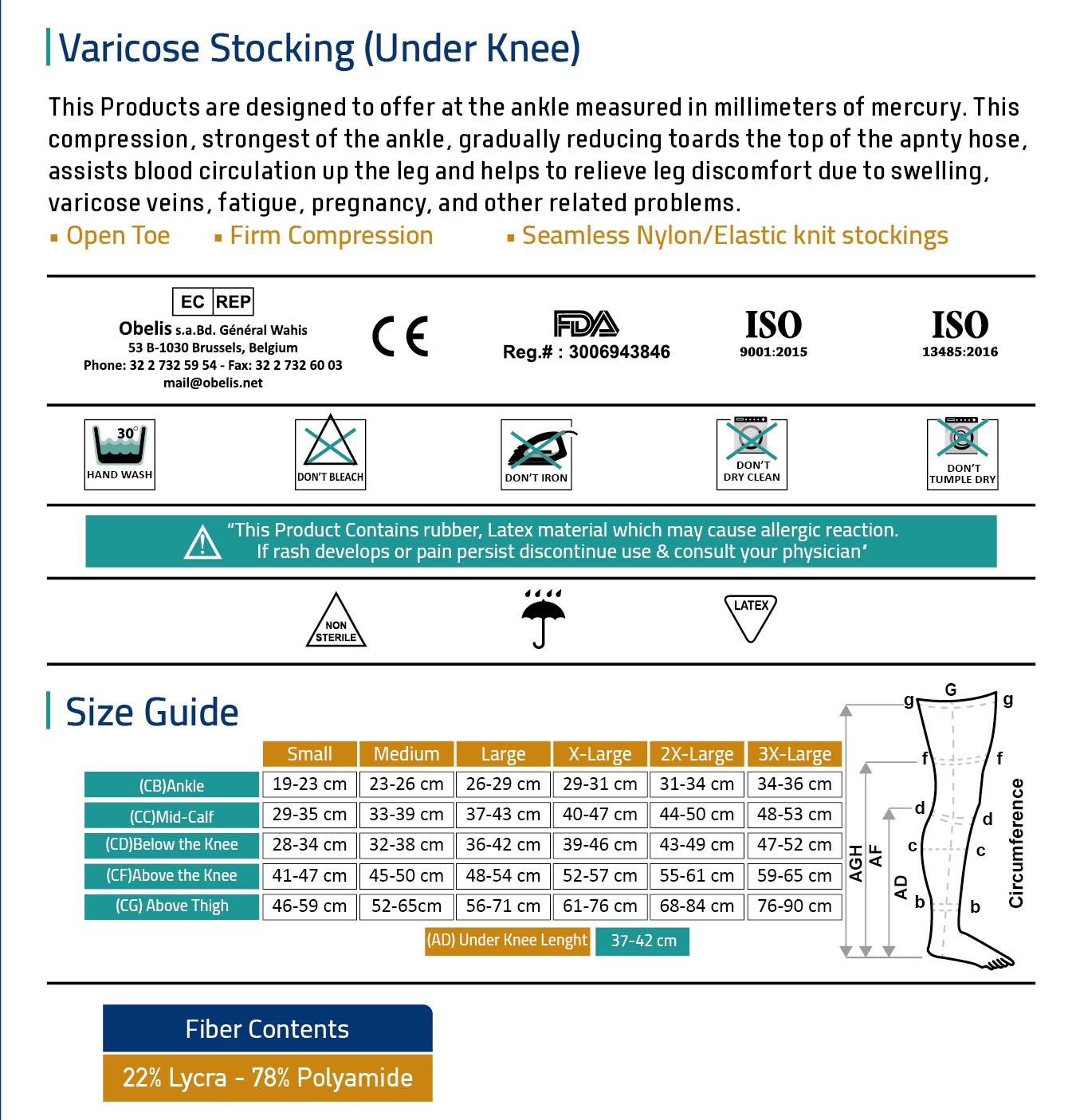 Under knee varicose stocking